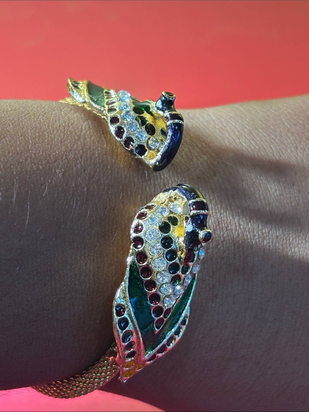 Gold Tone Multicolor Leaf Cuff Bracelet - Women Jewelry